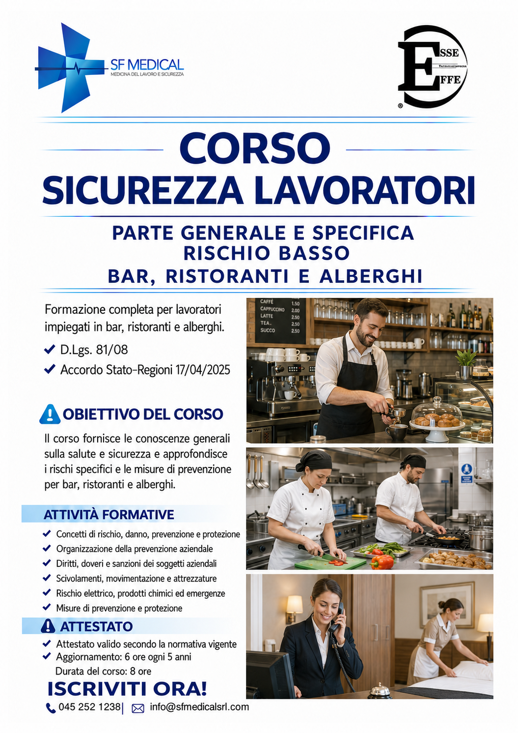 Locandina Corso Sicurezza Lavoratori Parte Generale e Specifica Rischio Basso (Bar - Ristoranti - AlbeRghi)